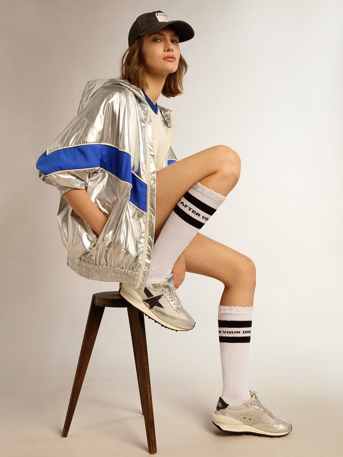 Golden Goose Marathon Running Sneakers In Laminated Leather In White