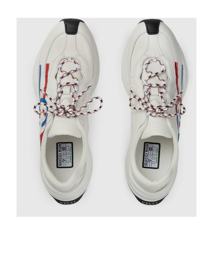 Gucci Run Printed Leather Sneakers In White
