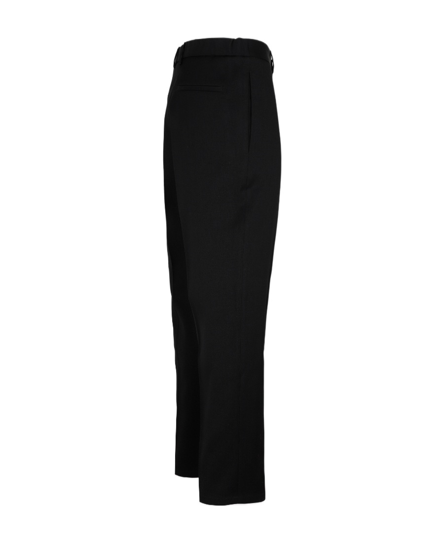 Jil Sander Wool Logo Cuffed Trousers In Black