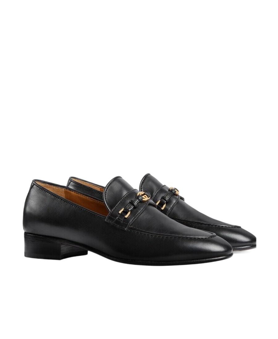 Gucci Black Horsebit Interlocking G Loafers In Black