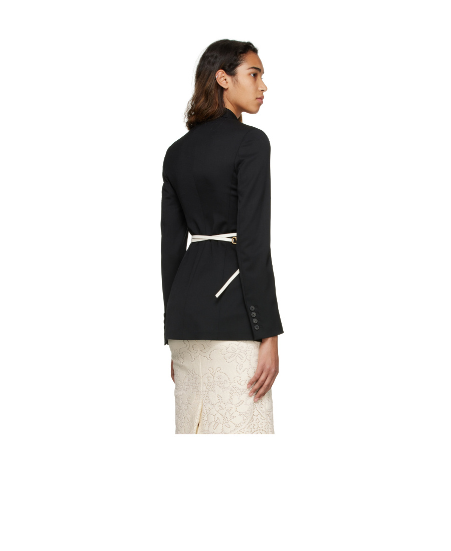 Valentino Buckled Leather Belt In Black