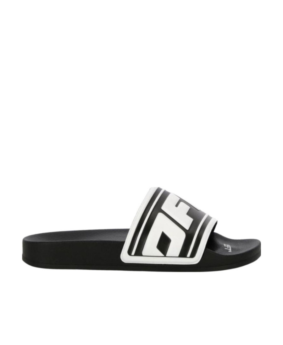 Off-white Logo-print Slides In Black