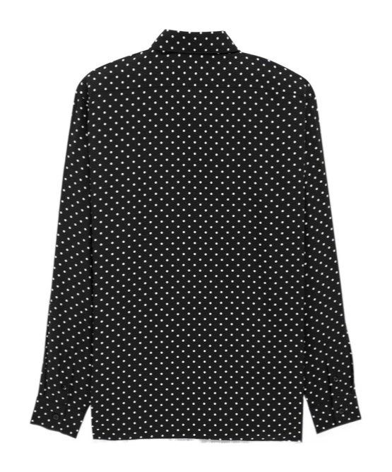 Saint Laurent Shirt In Dotted Shiny And Matte Silk In Black
