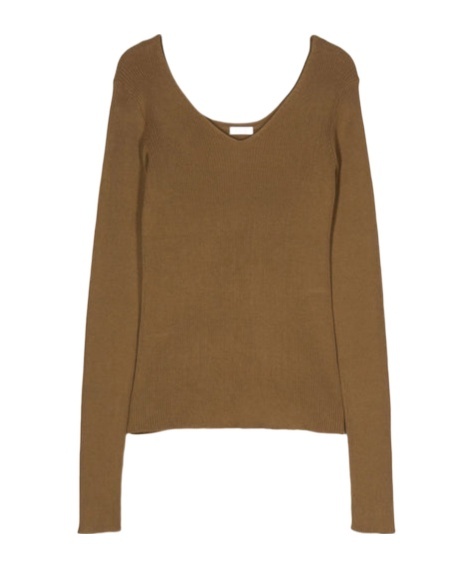 Aspesi V-neck Ribbed-knit Jumper In Brown