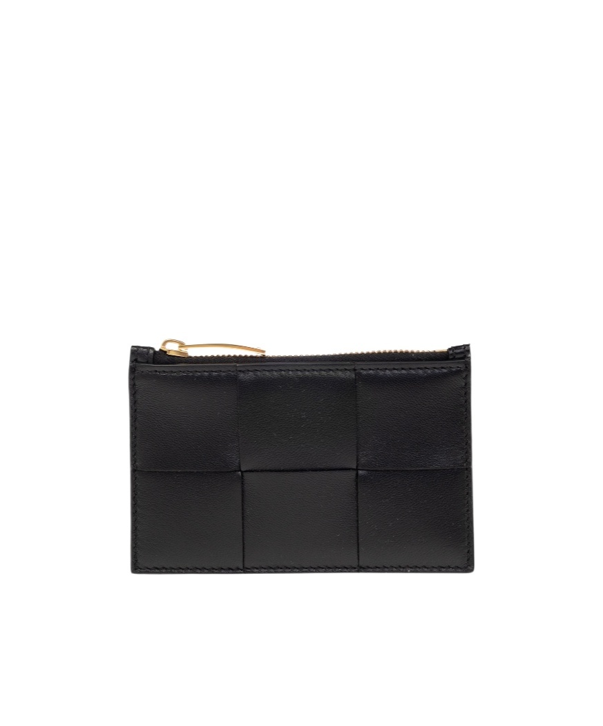 Bottega Veneta Logo Card Bag In Black