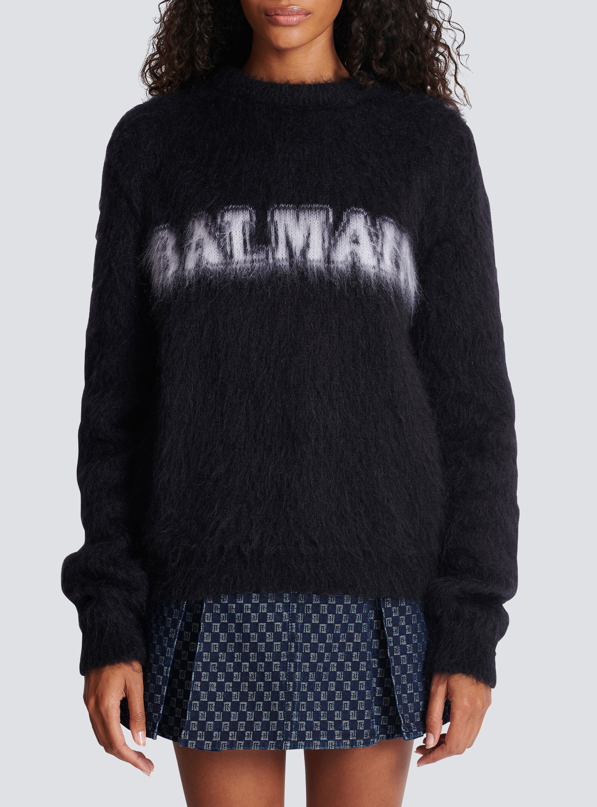 Balmain Black Mohair Sweatshirt In Black