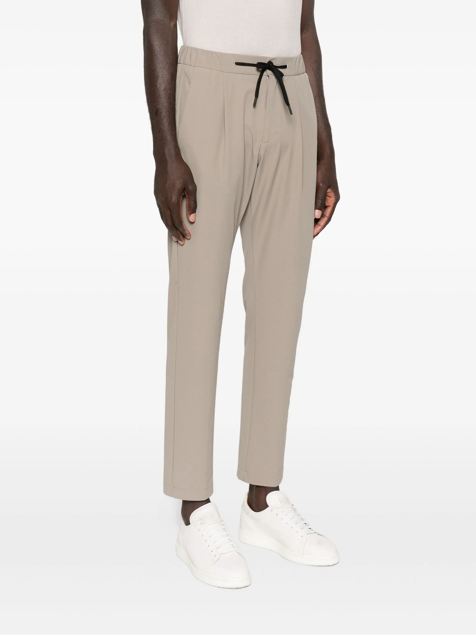 Herno Pleated Drawstring Trousers In Brown