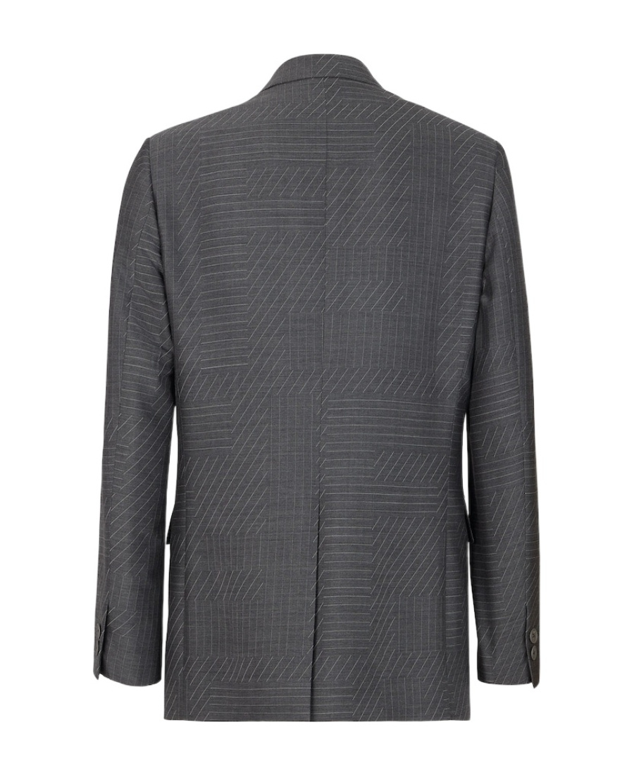 Fendi Striped Single-breasted Wool Blazer In Black
