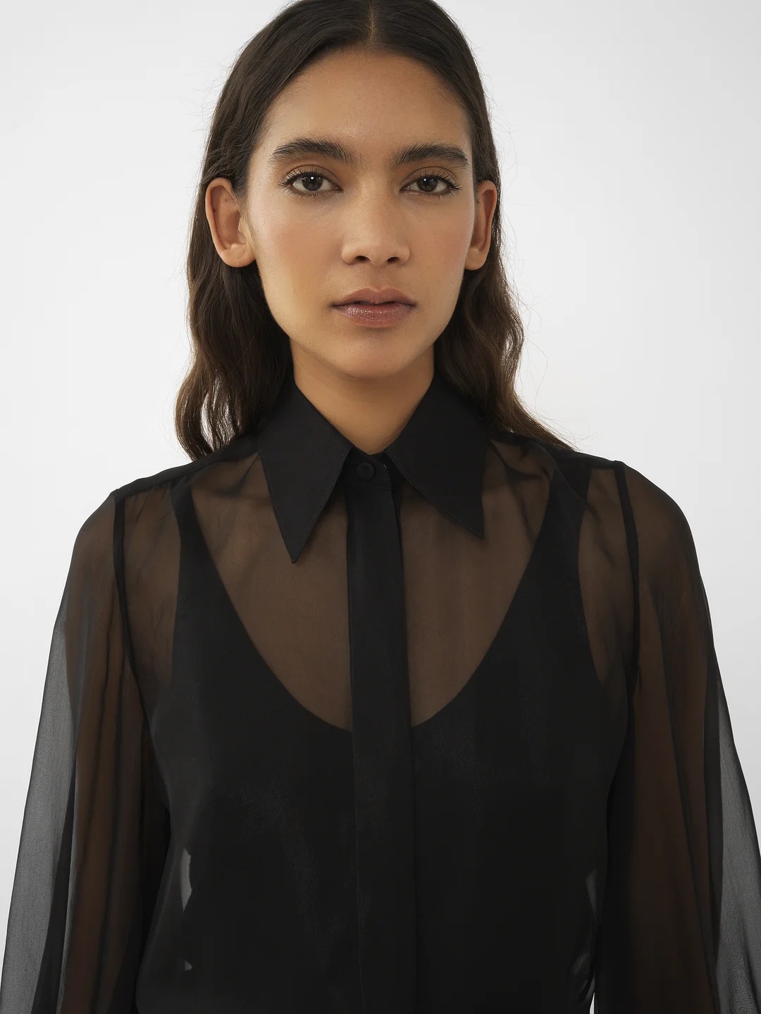 Chloé Long-sleeved Shirt With Shrunken Sleeves In Gray