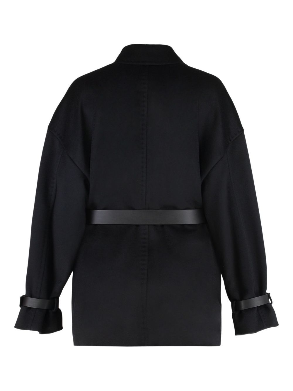 Max Mara Studio Pausa Double-breasted Virgin Wool Coat In Black
