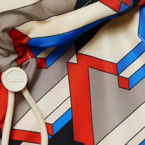Gucci Nylon Jacket With Geometric Print Multicolor In Multi