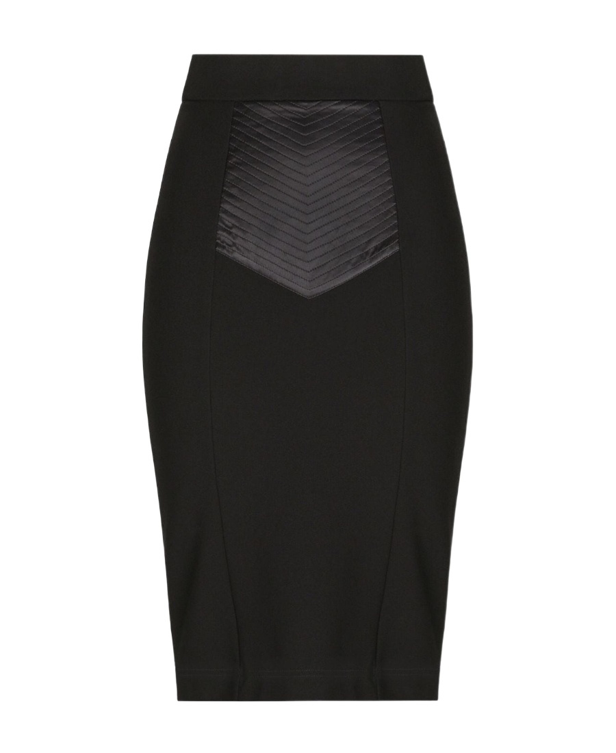 Dolce & Gabbana Midi Black Skirt With Quilted Detail In Fabric Woman In Black