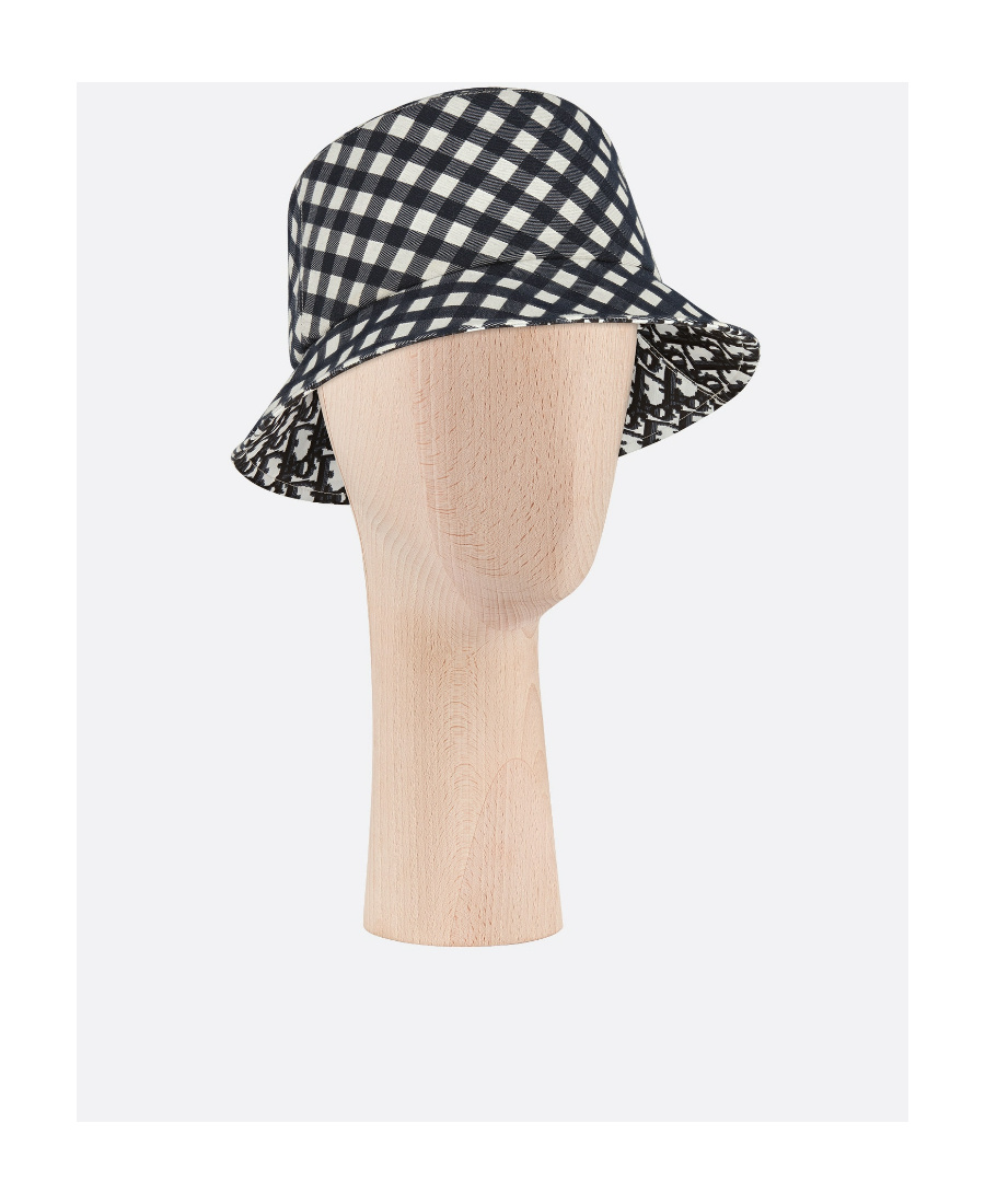 Dior Reversible D-little Vichy Small Brim Bucket Hat In Black