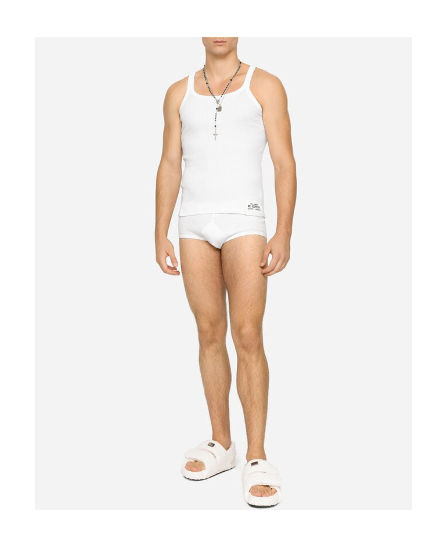Dolce & Gabbana White Cotton Tank Top In White