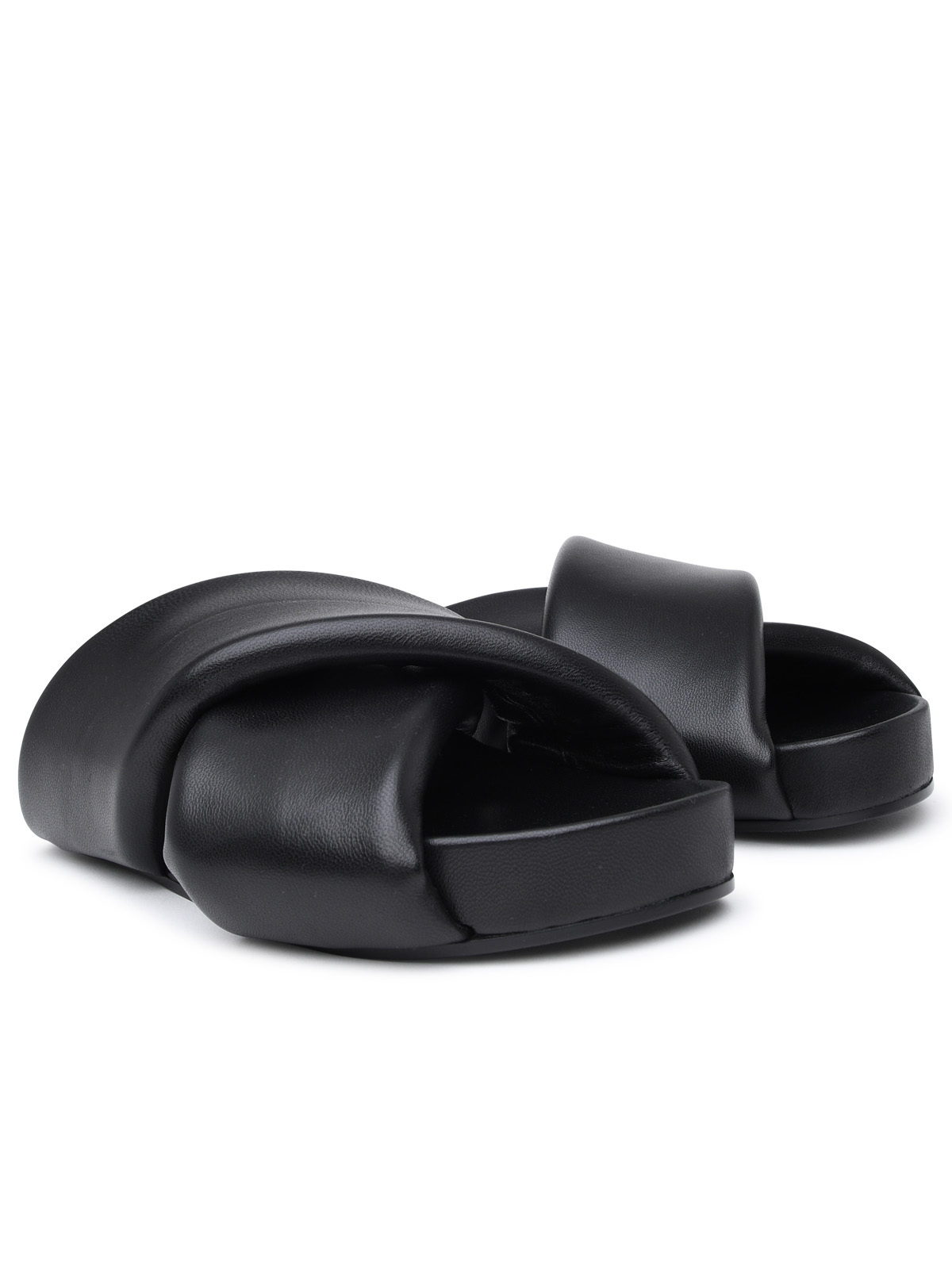 Jil Sander Cross-over Leather Sandals In Black