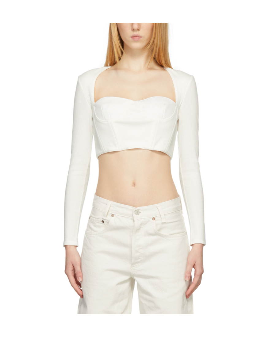 Rokh Low-necked Short T-shirt In White