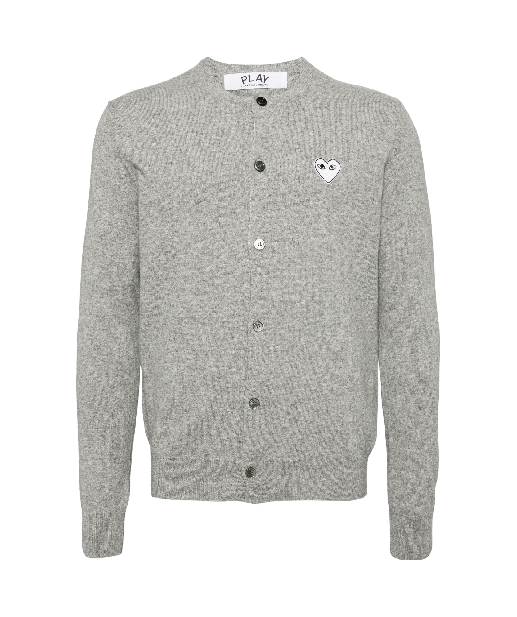 Comme Des Garçons Long-sleeved Knitted Cardigan In Gray