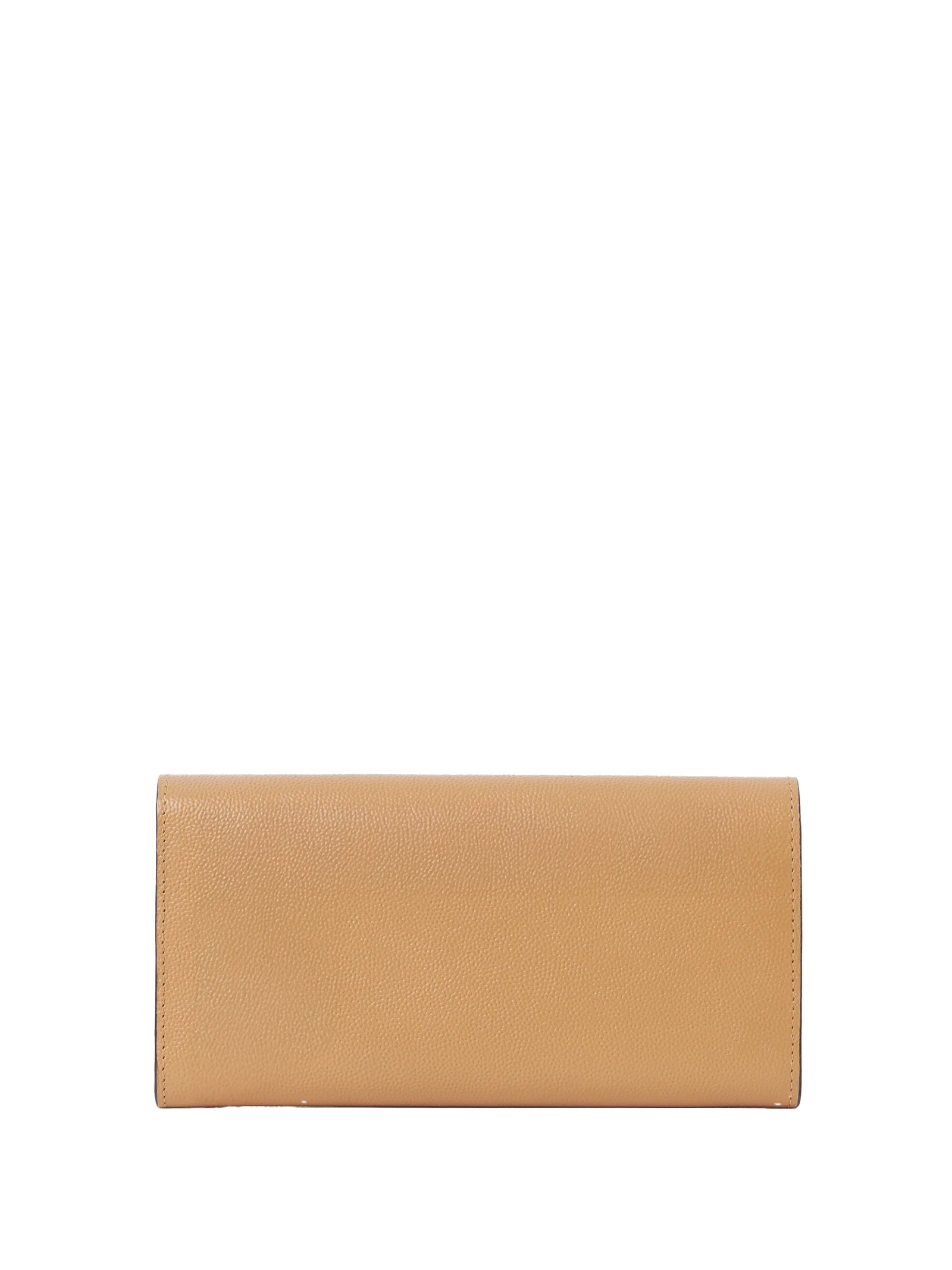 Chloé Charms Long Wallet With Flap In Grained Leather In Brown