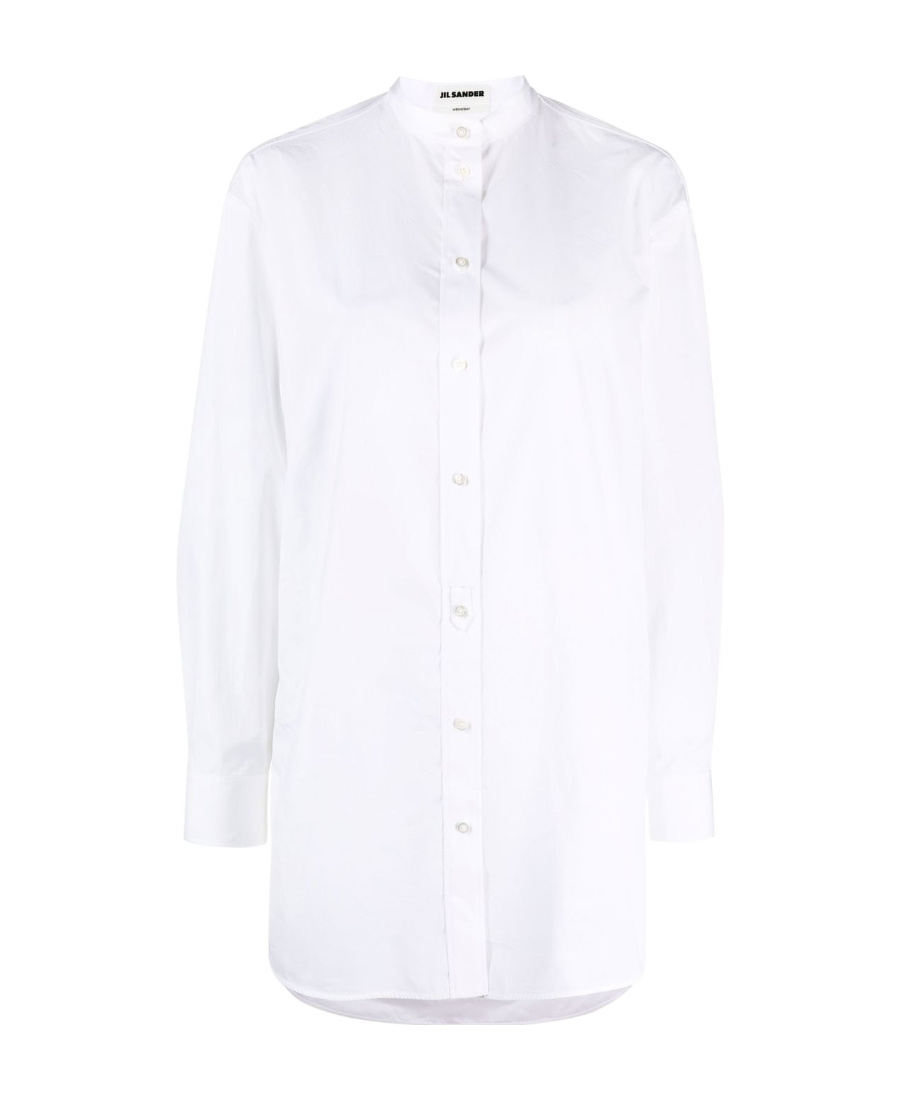 Jil Sander Small Standing Collar Blouse In White