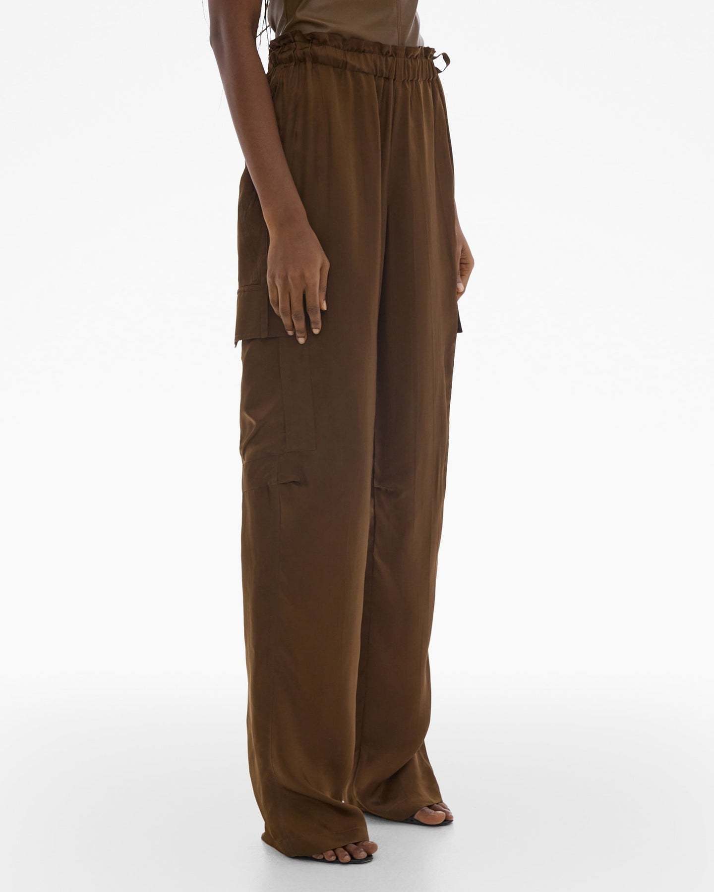 Helmut Lang Pull-on Wide-leg Cargo Pants In Brown