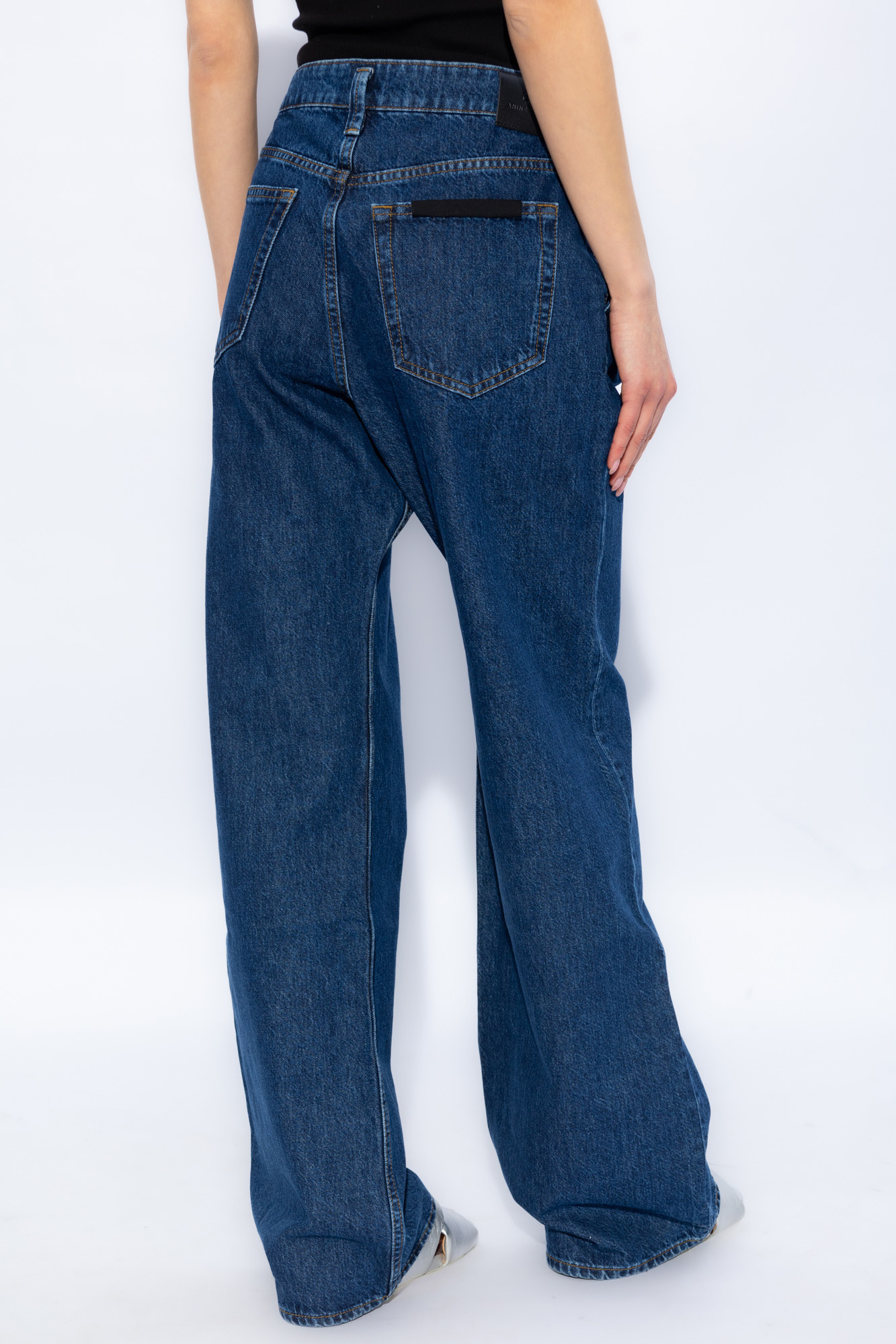 Shop Anine Bing Carrie High-rise Wide-leg Jeans In Blue