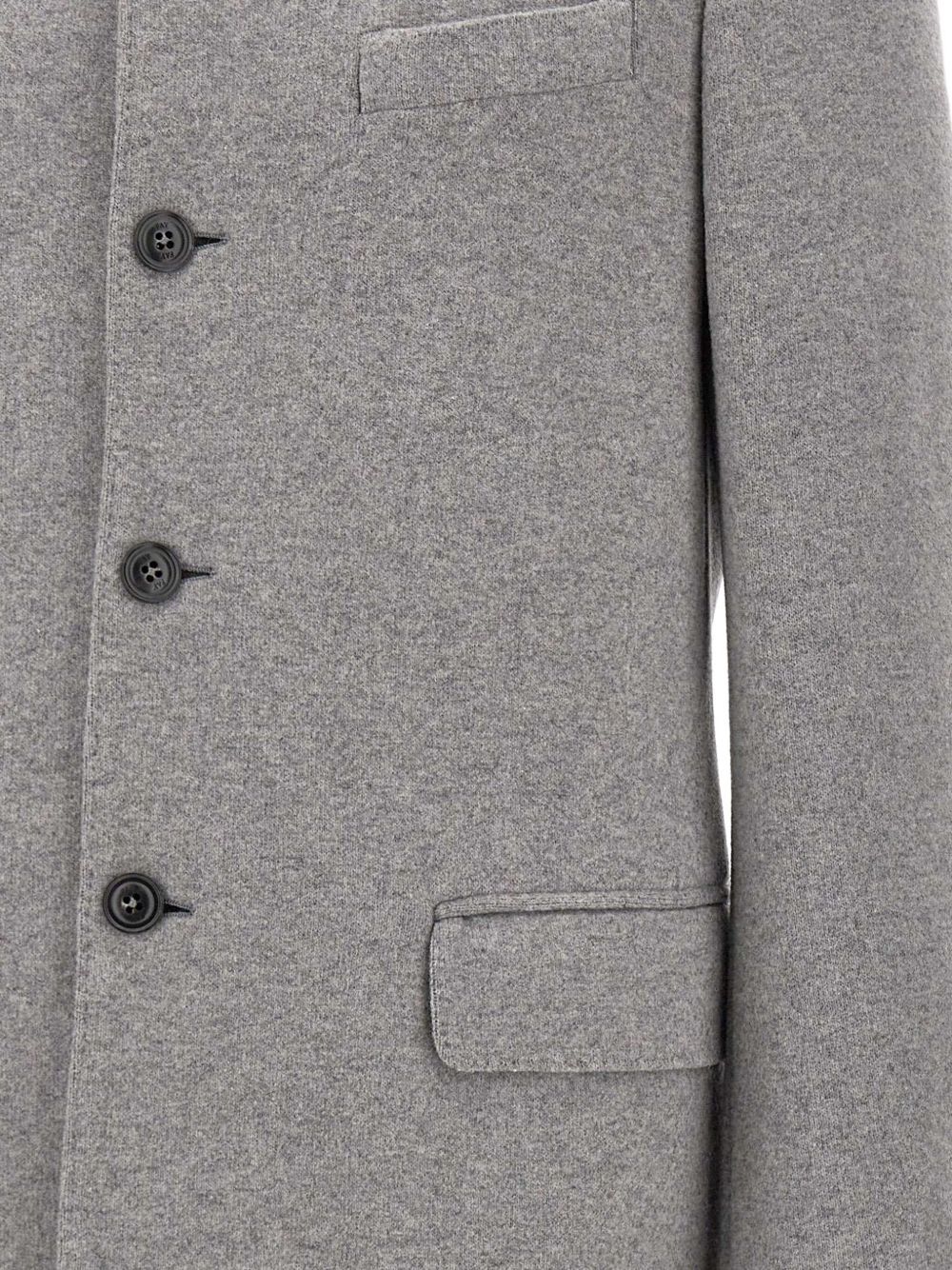 Fay Tailored Grey Wool Coat With Stand-up Collar In Gray