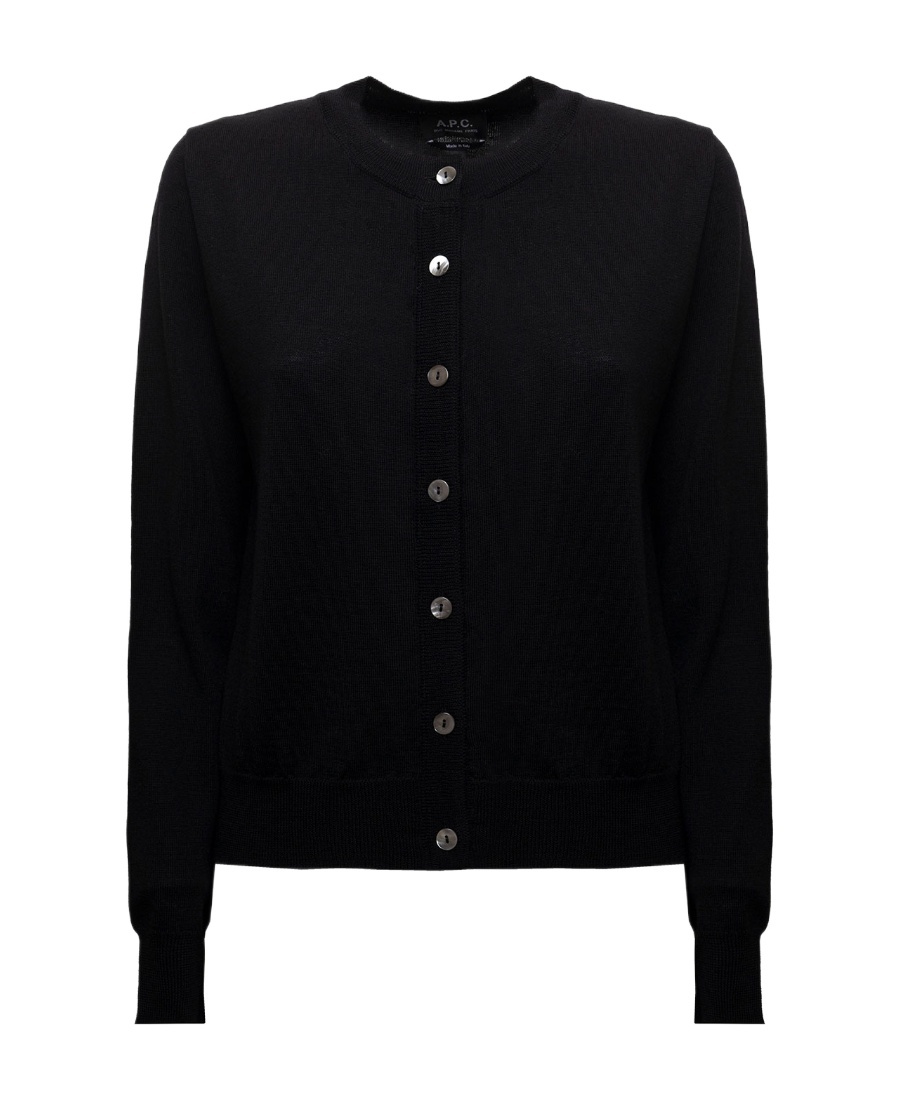 Apc Fine-knit Long-sleeve Cardigan In Black
