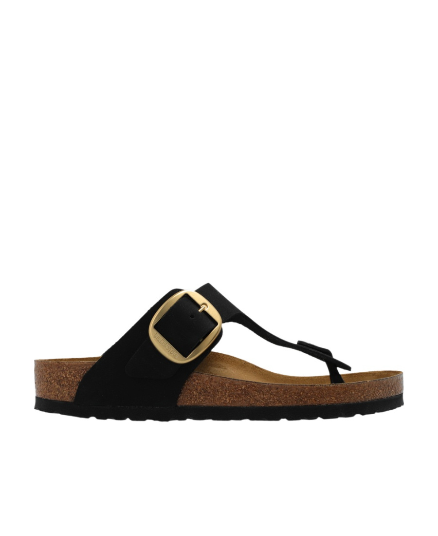 Birkenstock Gizeh Big Buckle Oiled Leather Sandal In Black