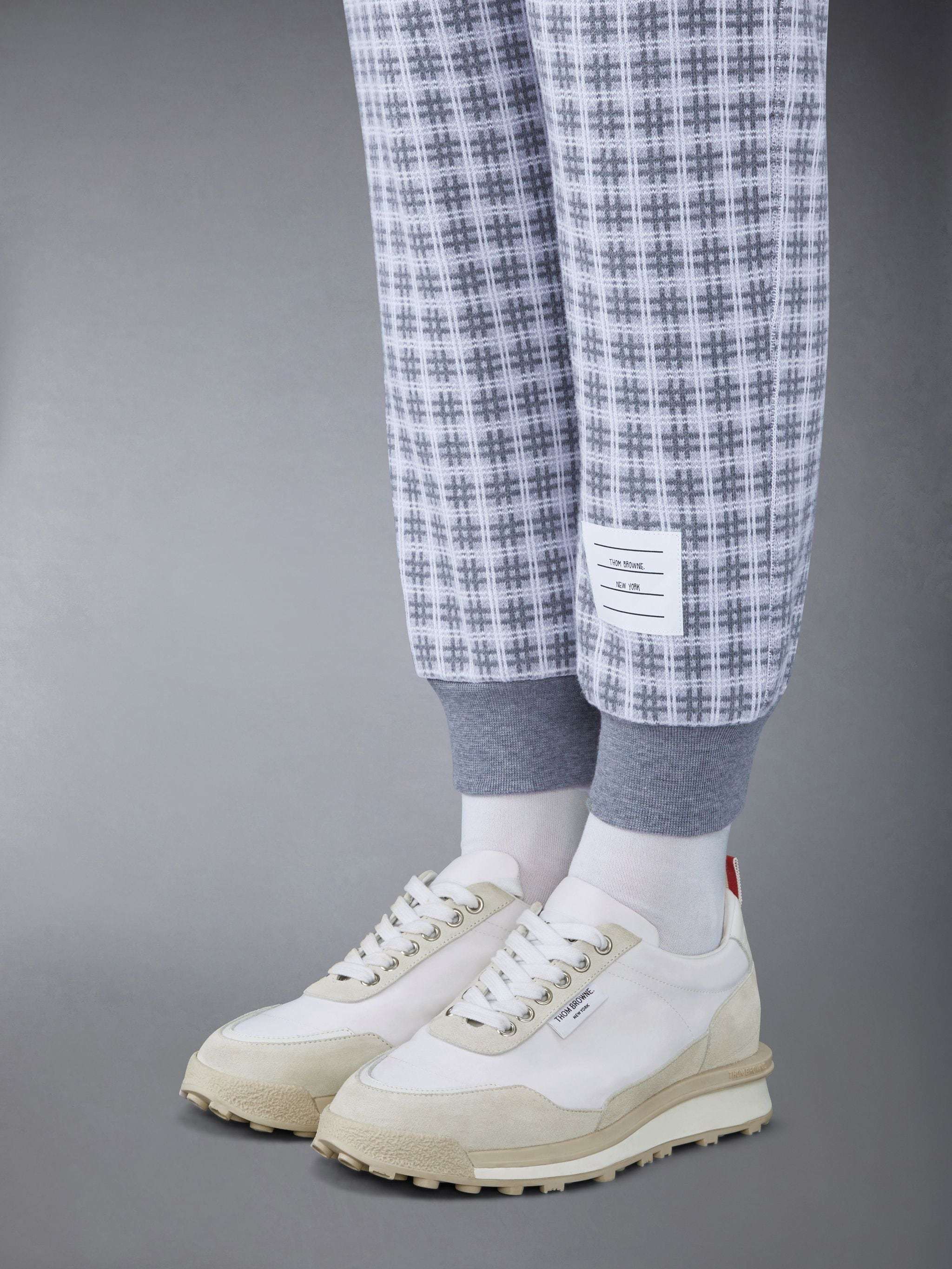 Thom Browne Tech Runner Suede Sneakers In White