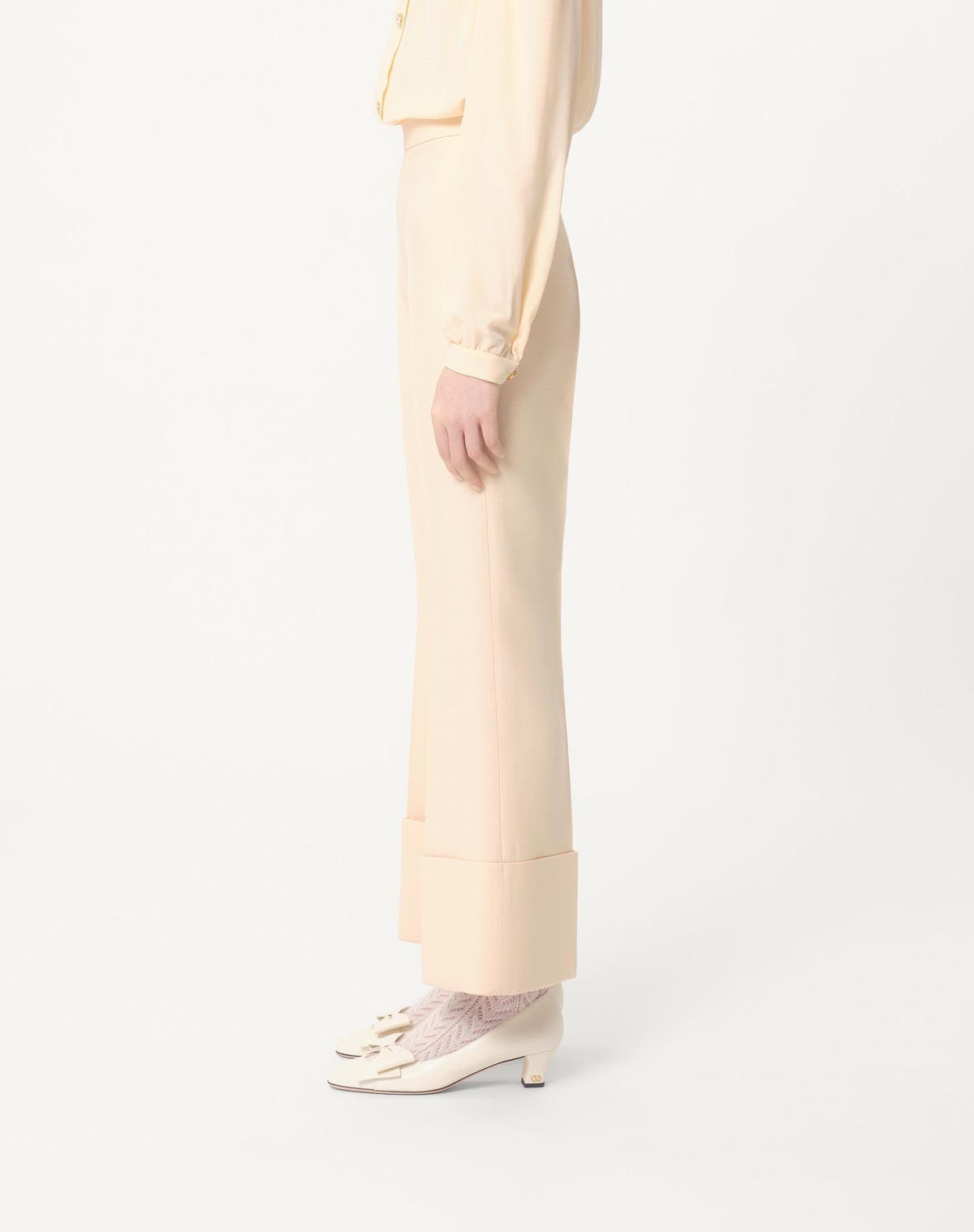 Valentino Turn-up Hem Trousers In Nude