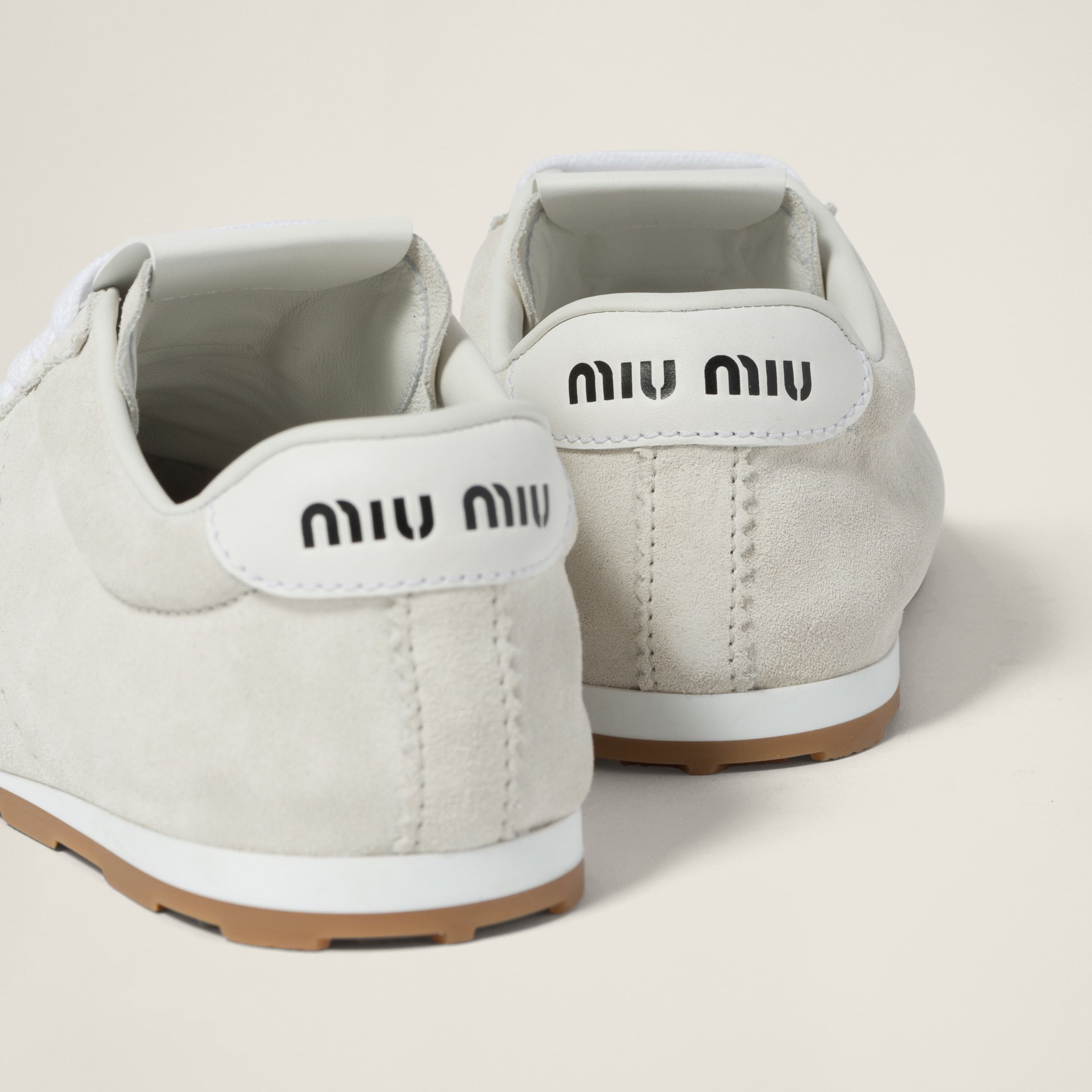 Miu Miu White Lace Up Sneakers In White