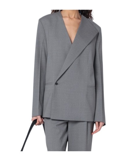 Loulou Studio Gray Double-breasted Wool Jacket In Gray