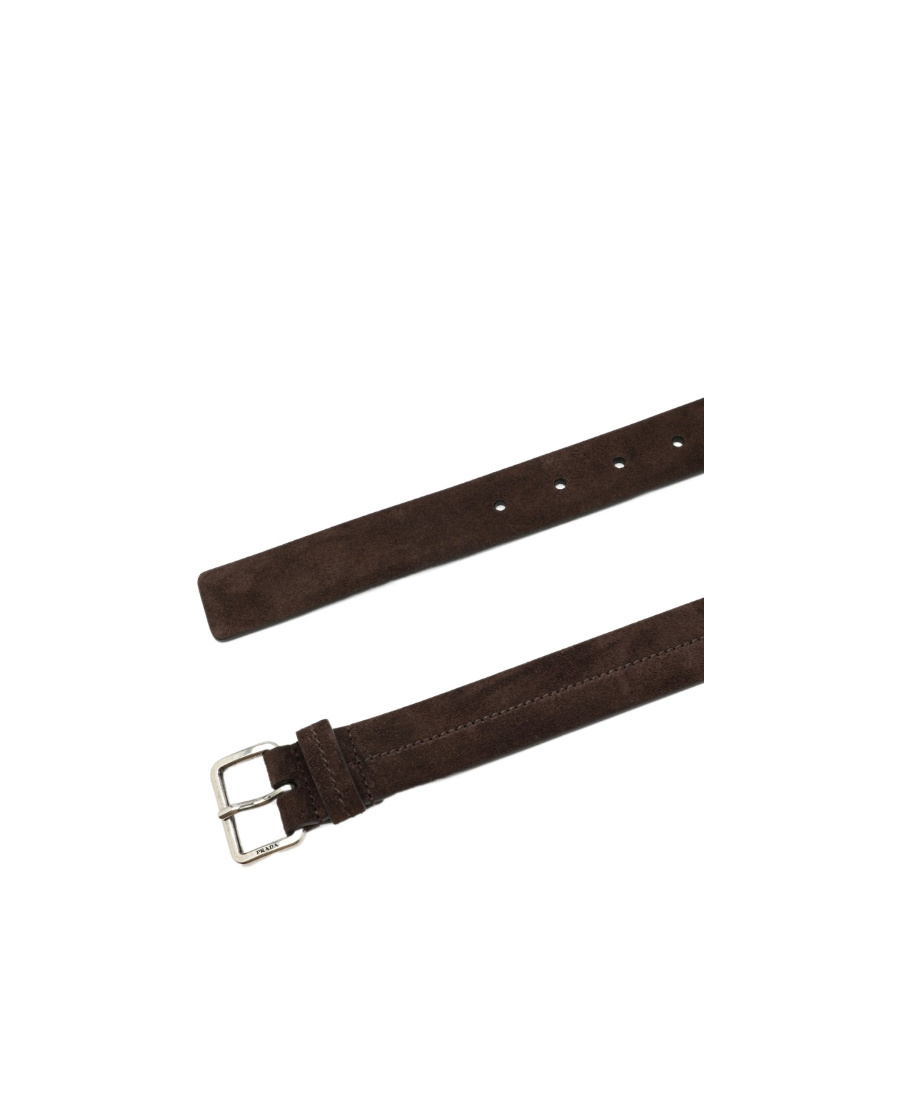 Prada Dark Brown Suede Belt In Brown