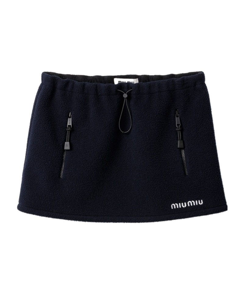 Miu Miu Drawstring Mini Skirt In Blue