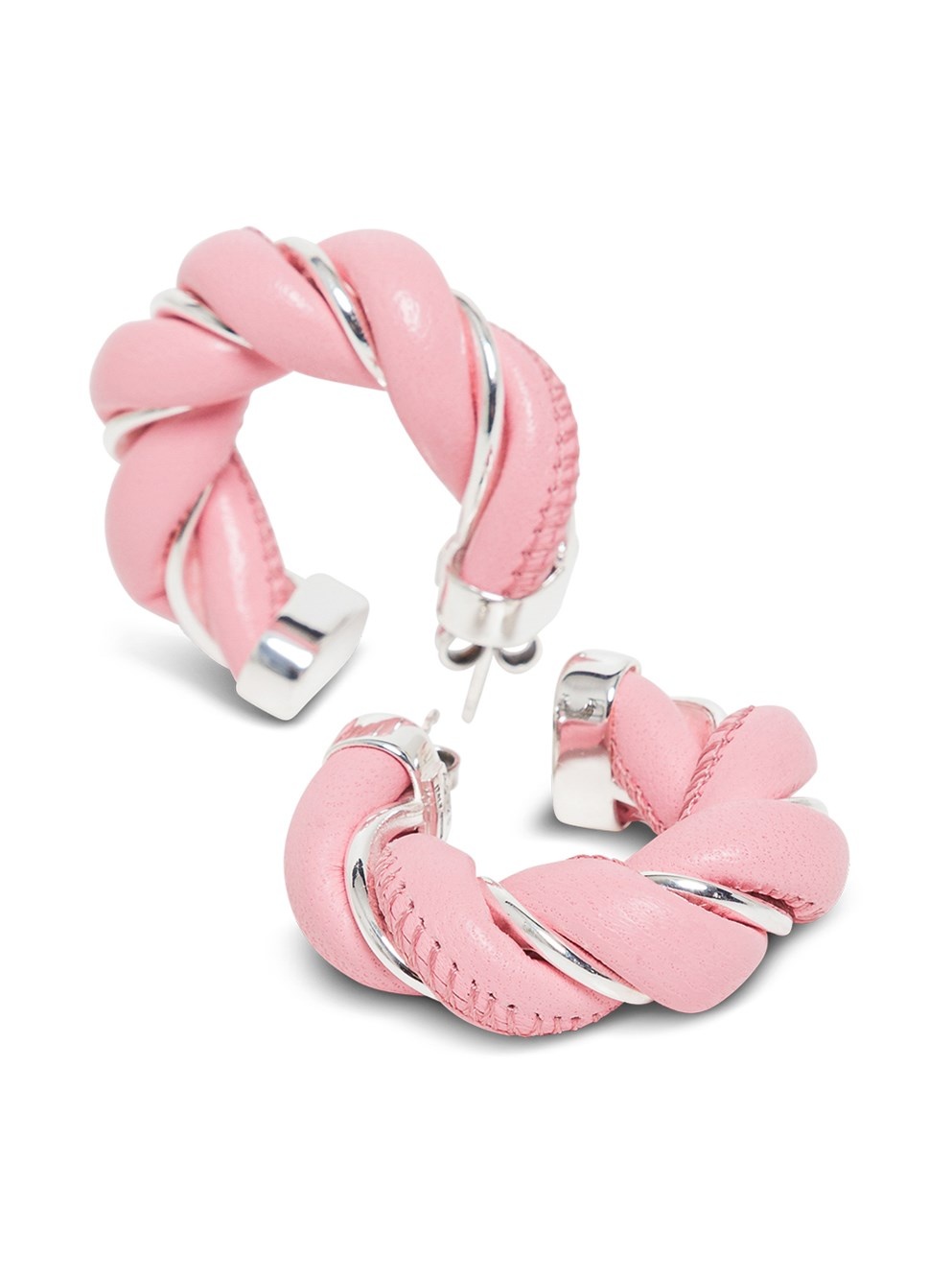 Bottega Veneta Twisted Hoop Earrings In Pink