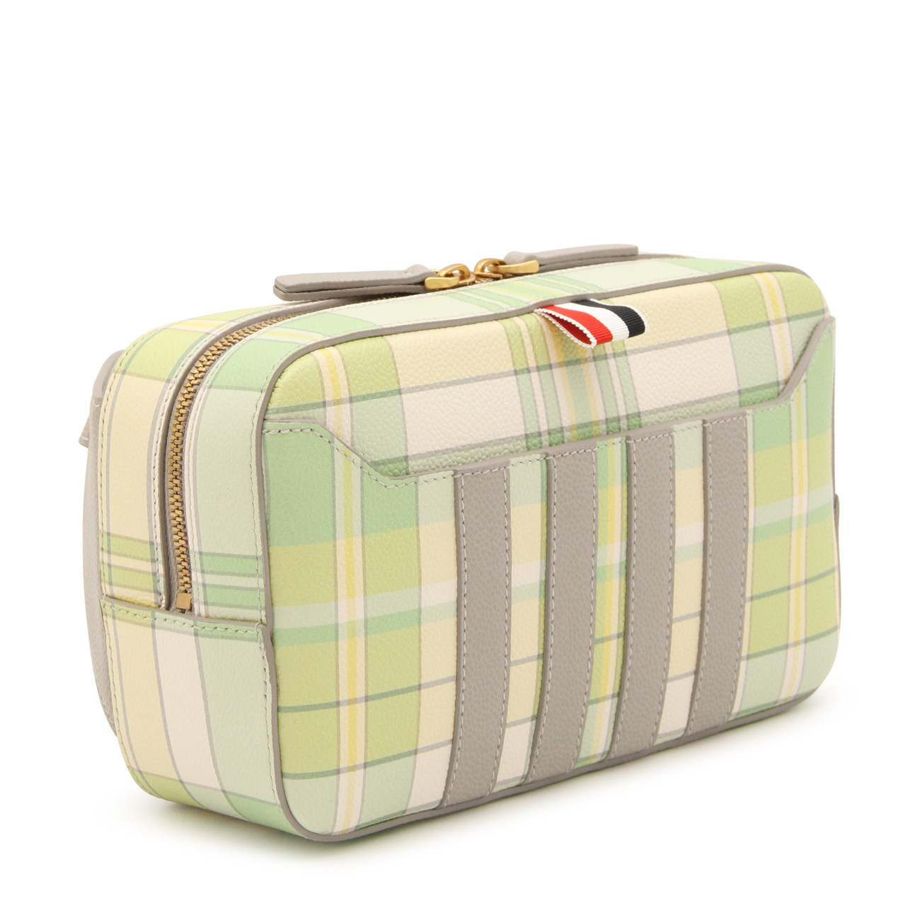 Thom Browne Plaid-check Print Belt Bag In Nude