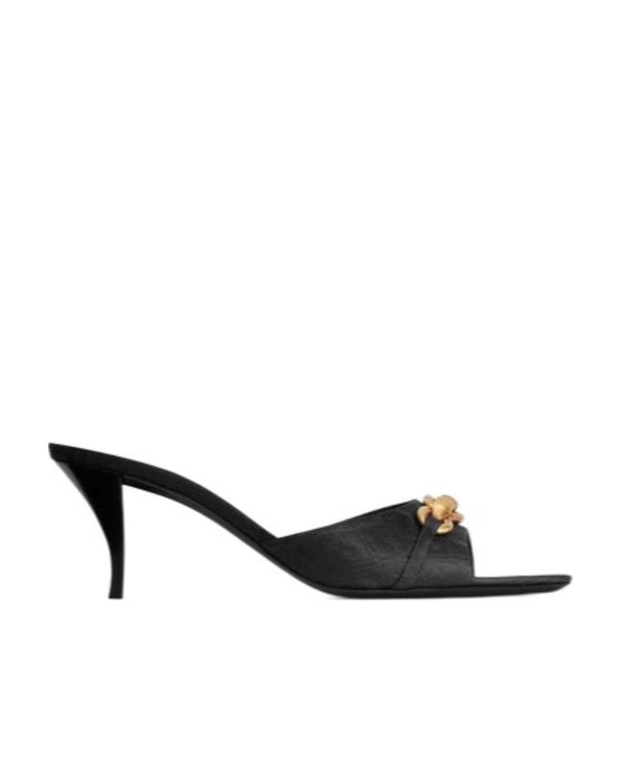 Saint Laurent Le Maillon 60 Leather Mules In Black