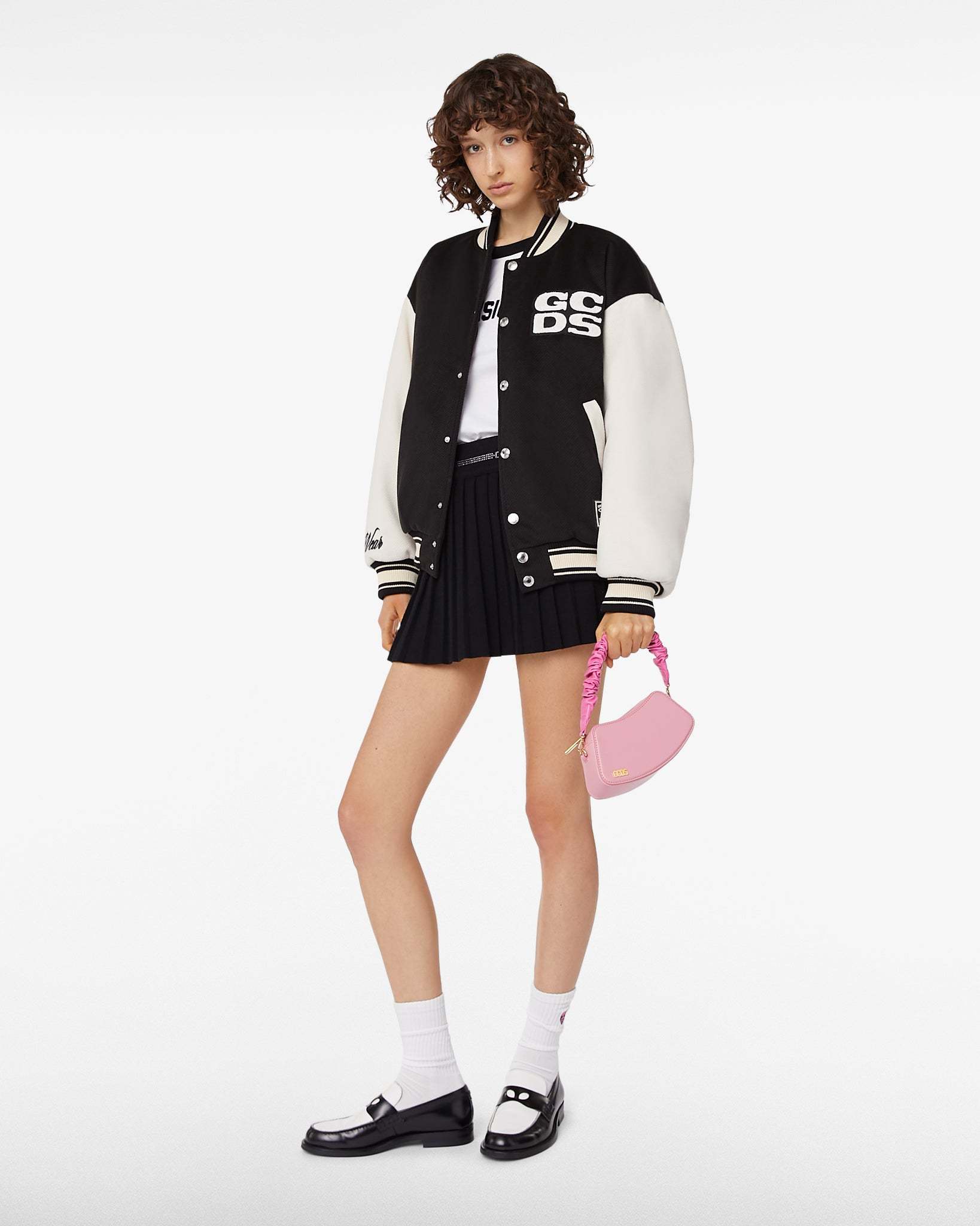 Gcds Two-tone Logo-patch Bomber Jacket In Black