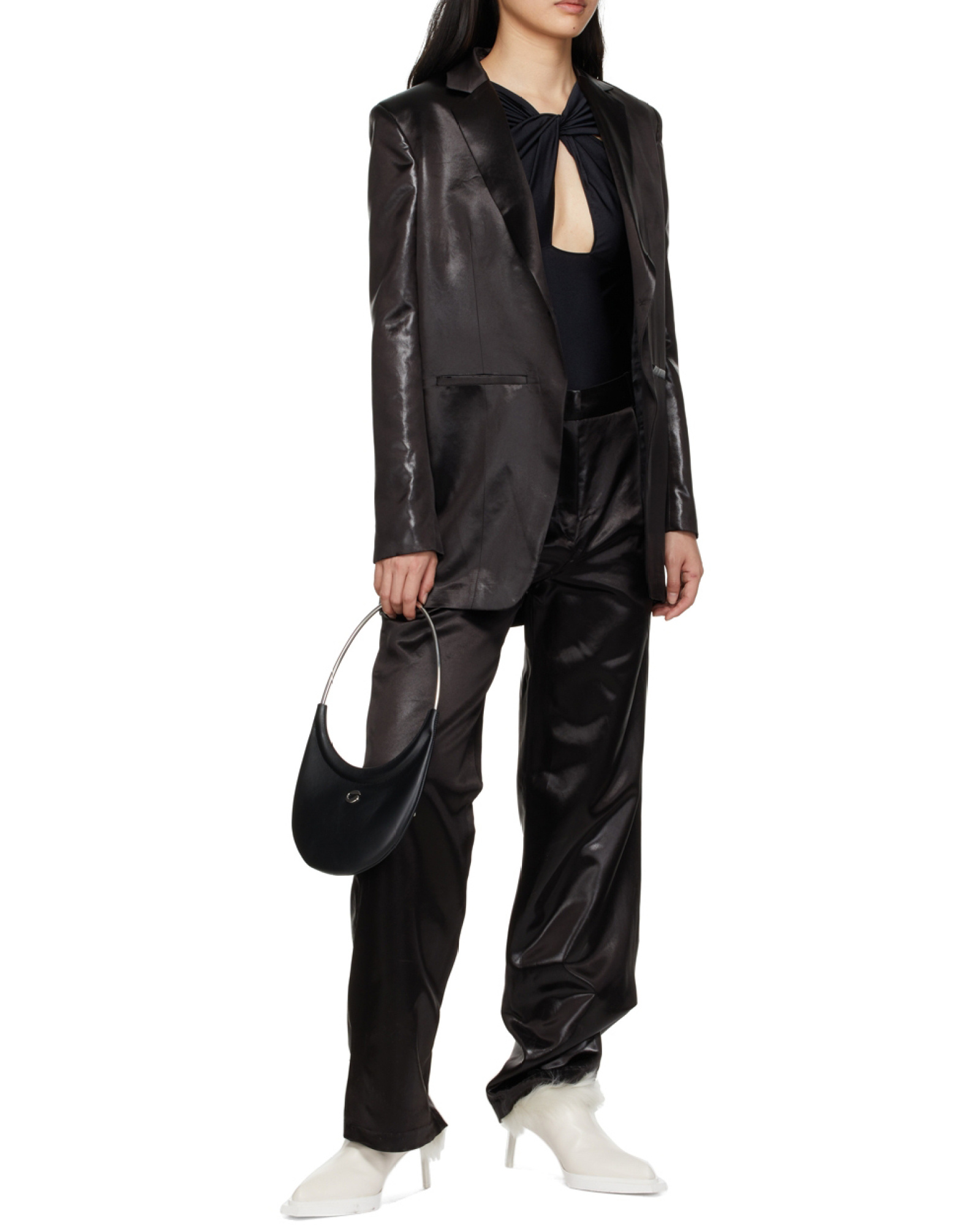Coperni Ring Swipe Leather Shoulder Bag In Black