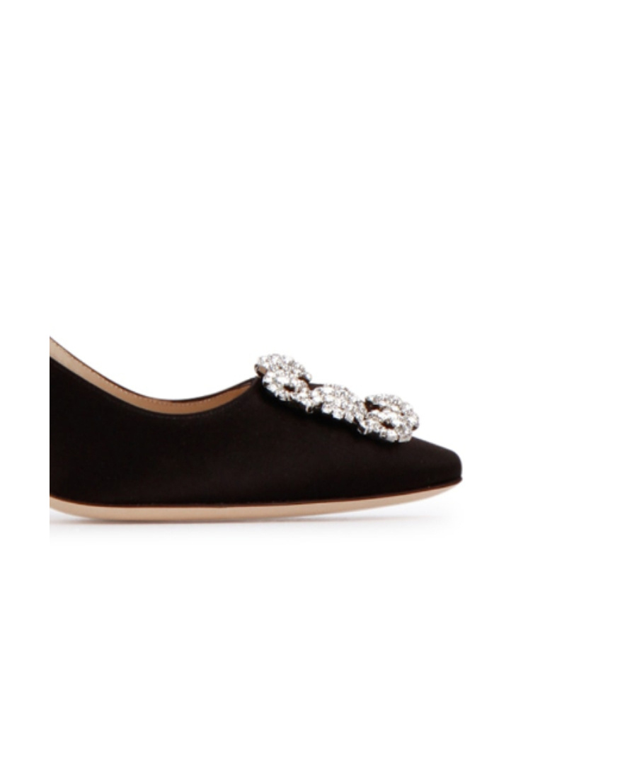 Shop Manolo Blahnik Hangisi Embellished Satin Pumps In Black
