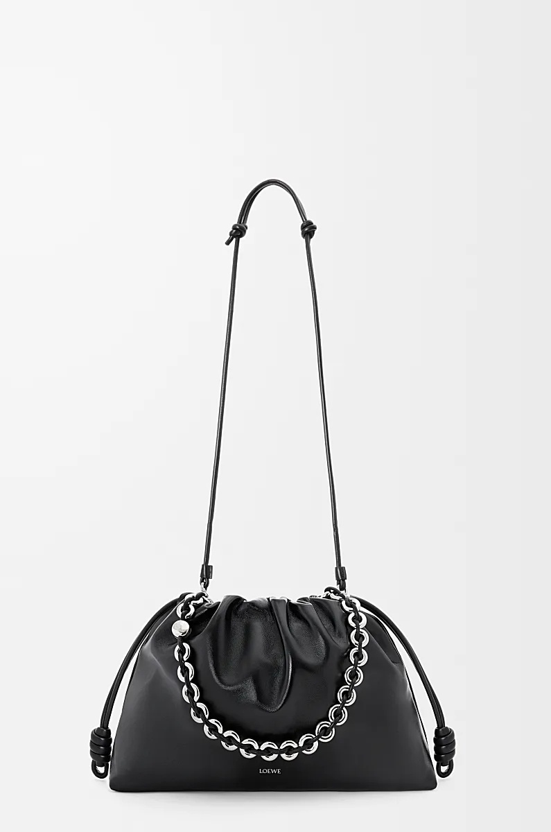 Loewe Large Leather Flamenco Purse Shoulder Bag In Black
