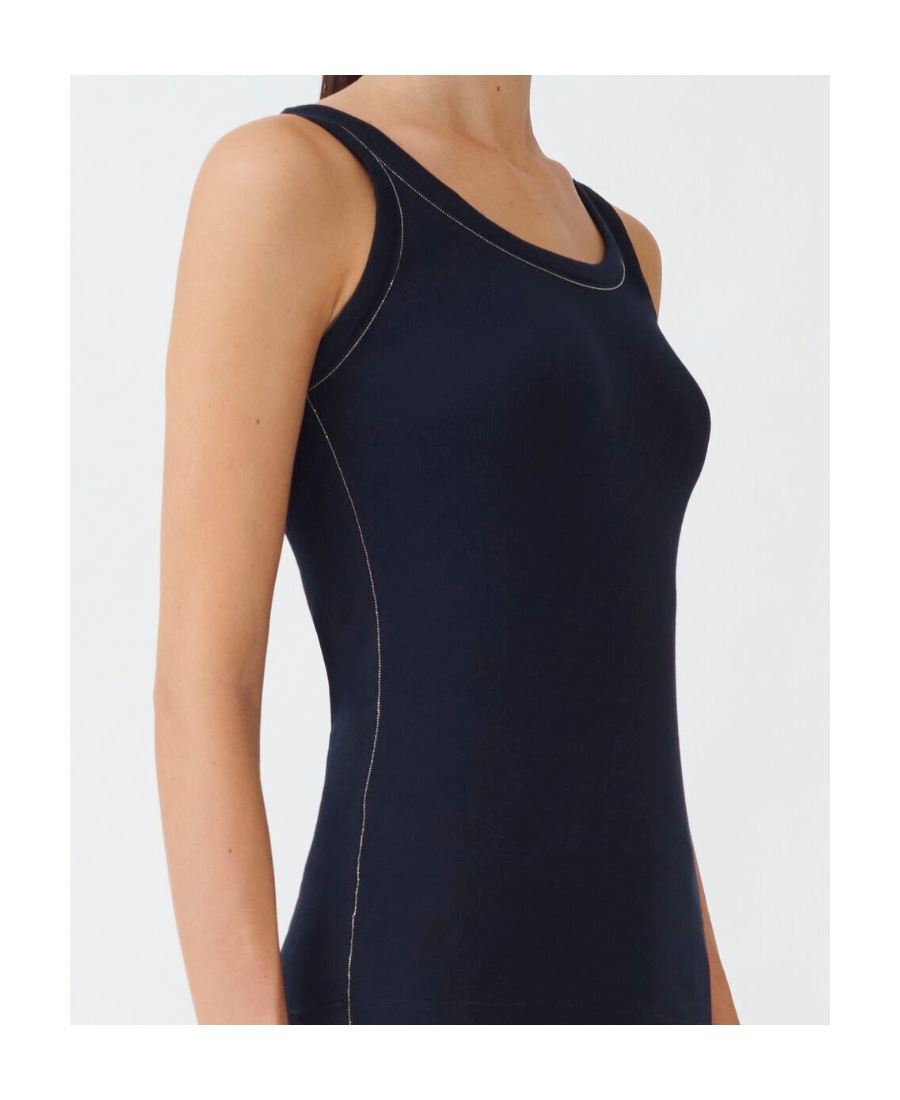 Shop Fabiana Filippi Bead Embellished Ribbed Tank Top In Black
