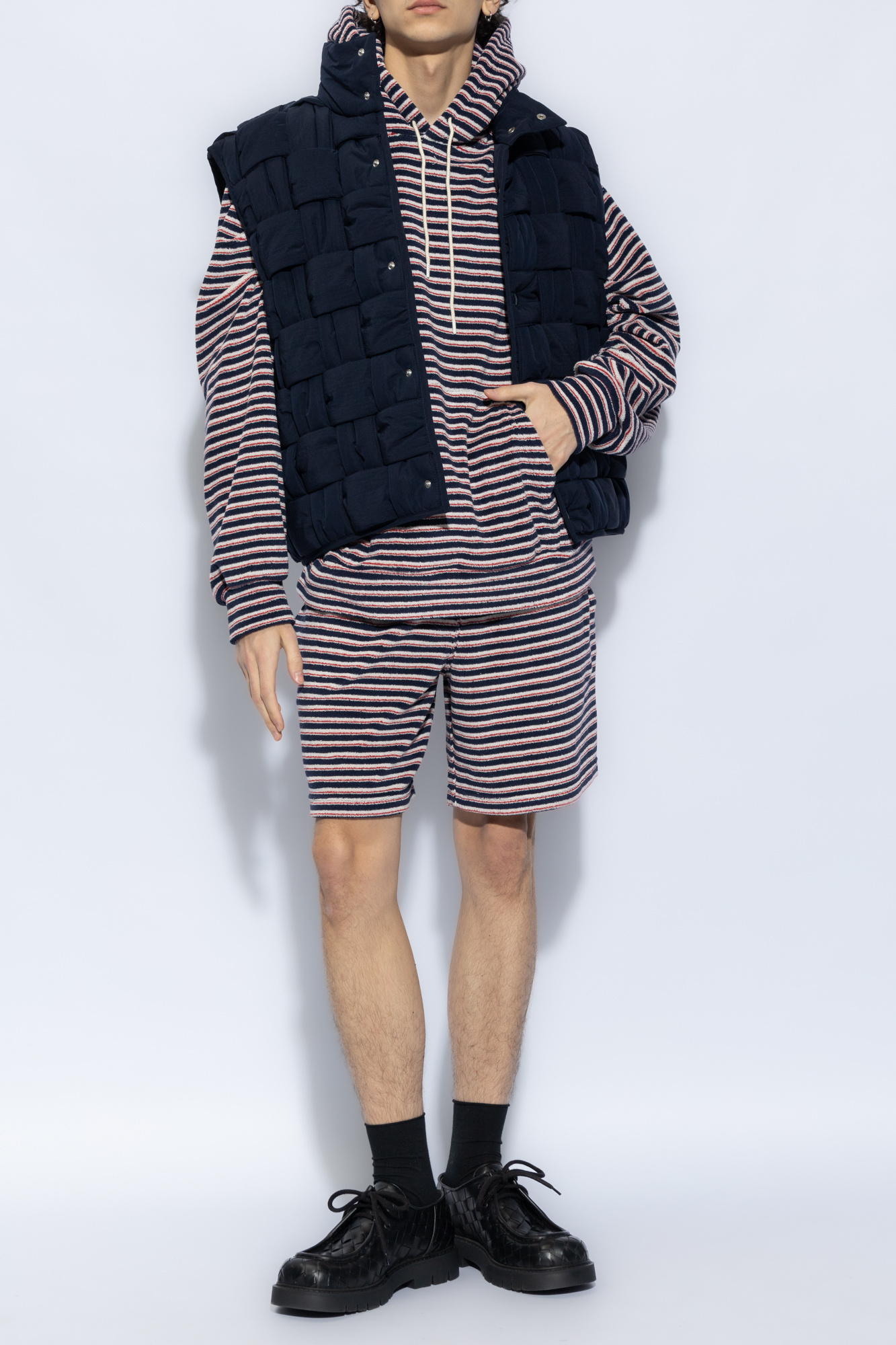 Marni Stripe-print Slip-on Shorts In Black