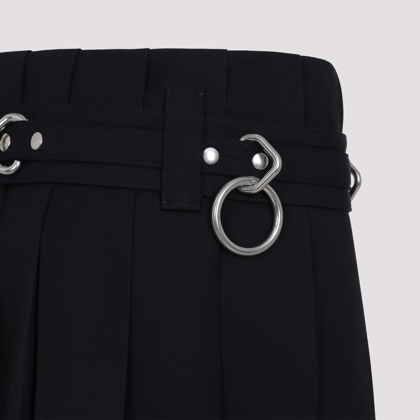 Prada Gabardine Pleated Midi Skirt In Blue