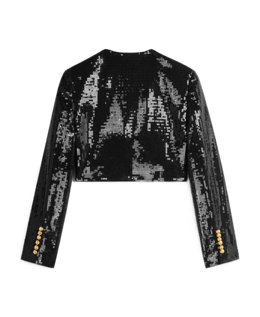 Shop Celine Embroidered Bolero In Wool Gabardine In Black