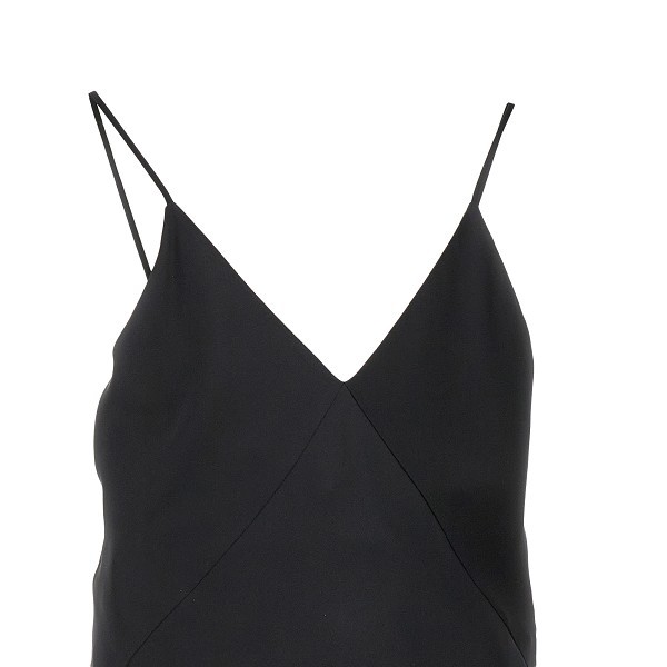 Max Mara Silk V-neck Sleeveless Top With Spaghetti Straps In Black