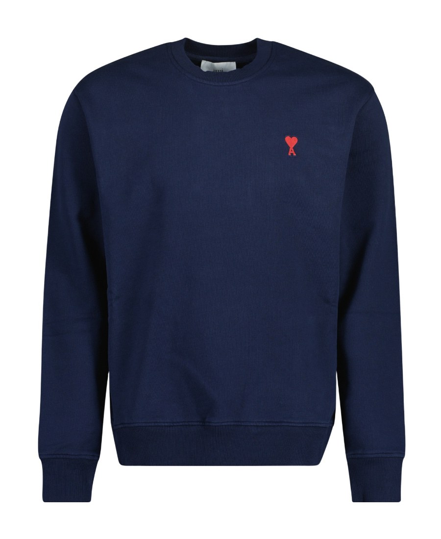 Ami Alexandre Mattiussi Small Adc Organic Cotton Logo Embroidered Crewneck Sweatshirt In Blue