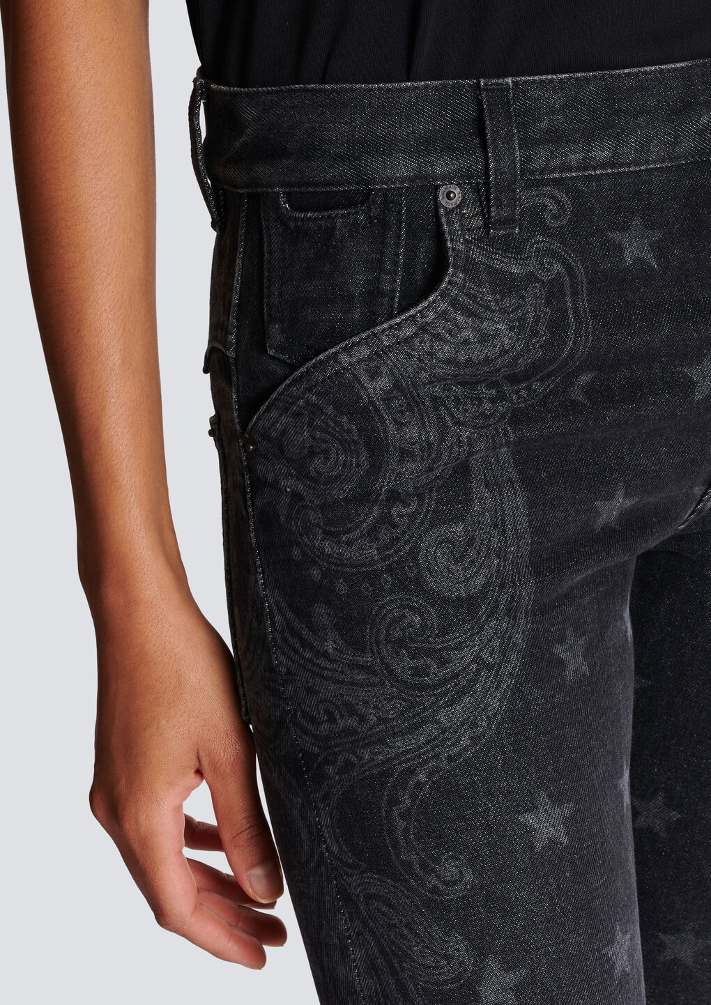 Balmain Star-print Bootcut Mid-rise Jeans In Black