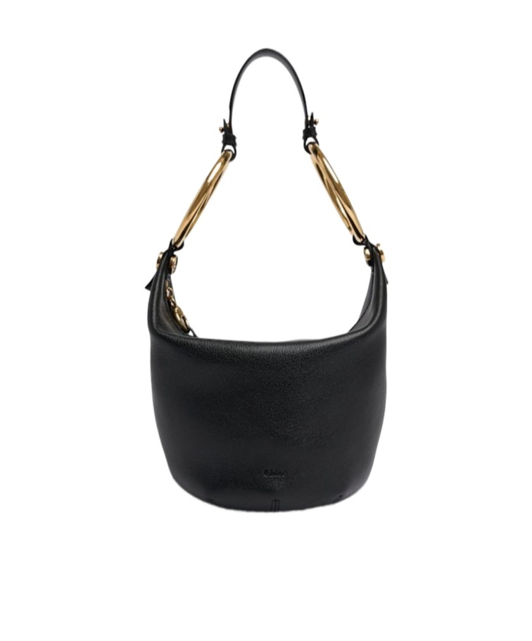 Chloé Bracelet Zip Shoulder Bag In Grained Buffalo Leather In Black