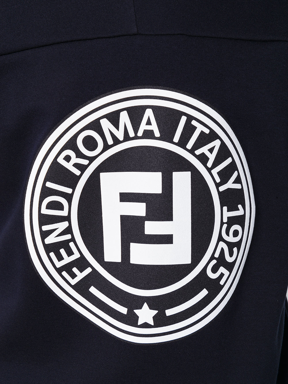 Fendi Navy Blue Ff Printed Hoodie In Black